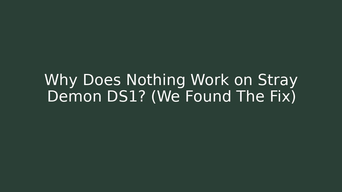 Why Does Nothing Work on Stray Demon DS1? (We Found The Fix) - Felix Cat Insurance