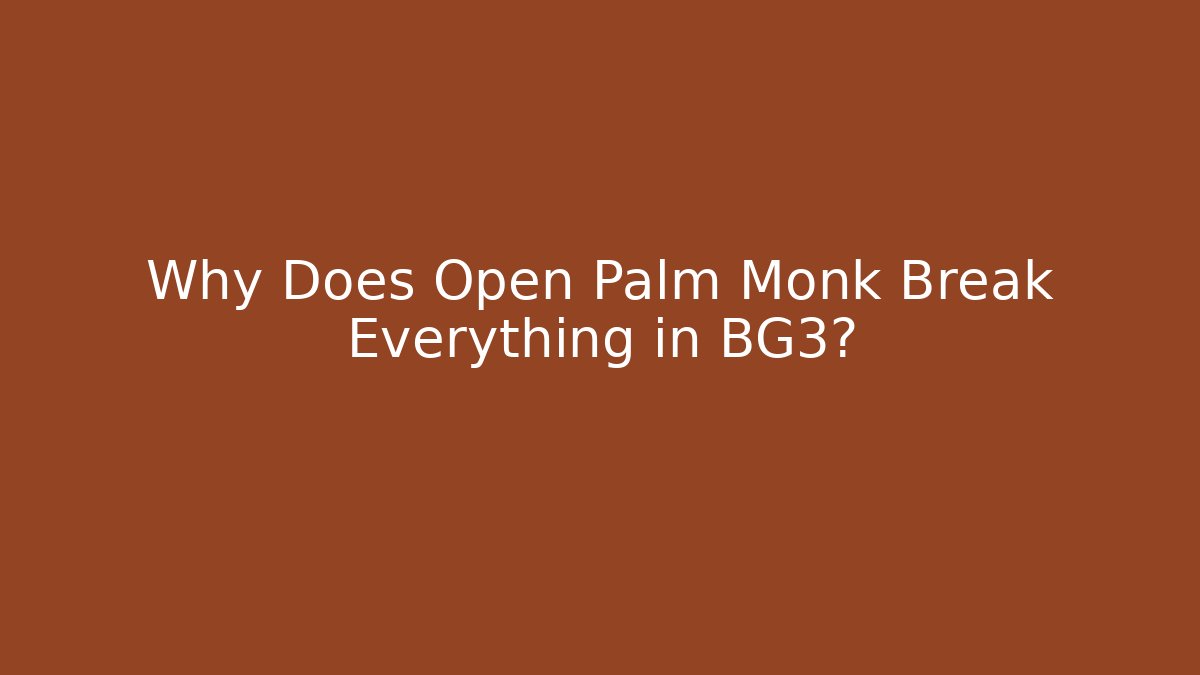 Why Does Open Palm Monk Break Everything in BG3? - Felix Cat Insurance