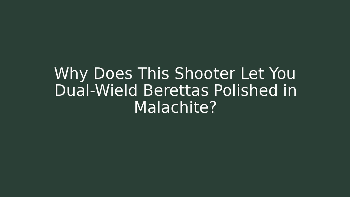 Why Does This Shooter Let You Dual-Wield Berettas Polished in Malachite?