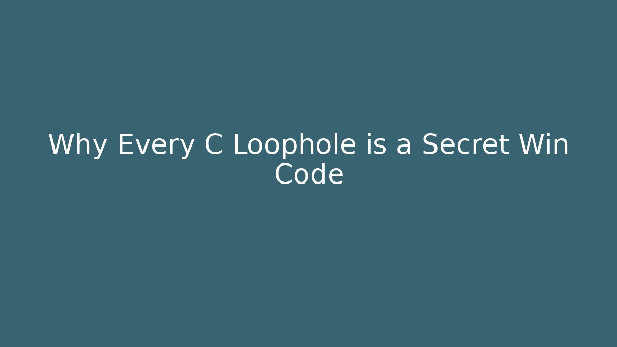 Why Every C Loophole is a Secret Win Code