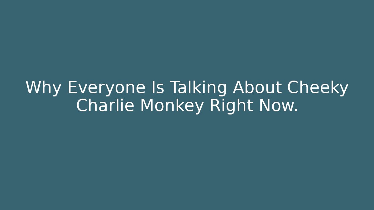 Why Everyone Is Talking About Cheeky Charlie Monkey Right Now.