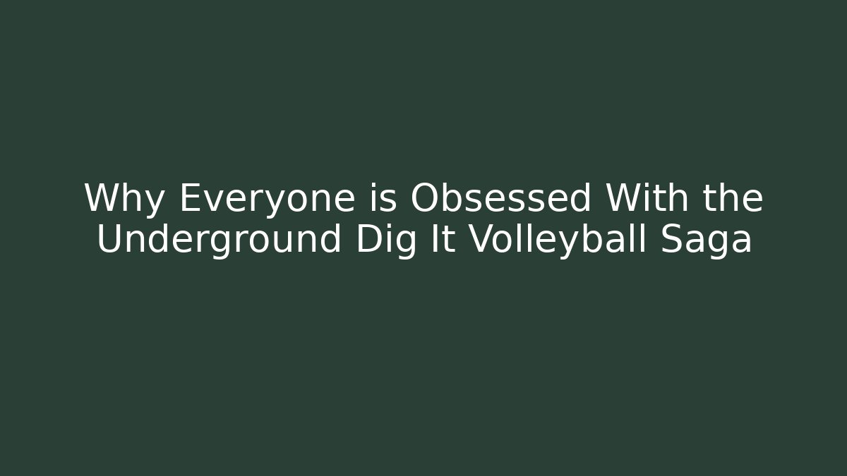 Why Everyone is Obsessed With the Underground Dig It Volleyball Saga