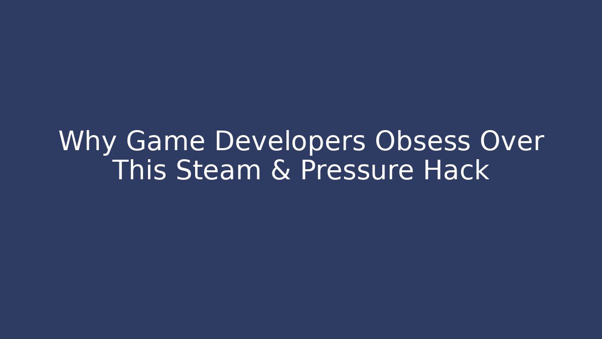 Why Game Developers Obsess Over This Steam & Pressure Hack