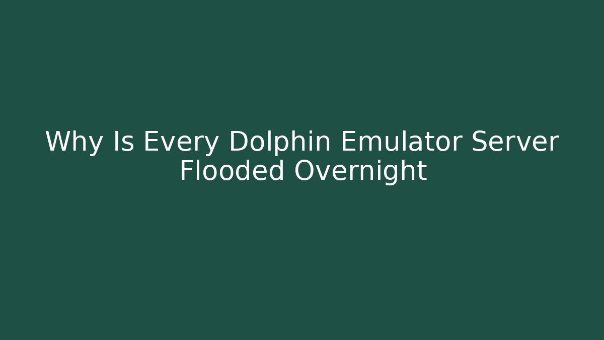 Why Is Every Dolphin Emulator Server Flooded Overnight - Felix Cat Insurance