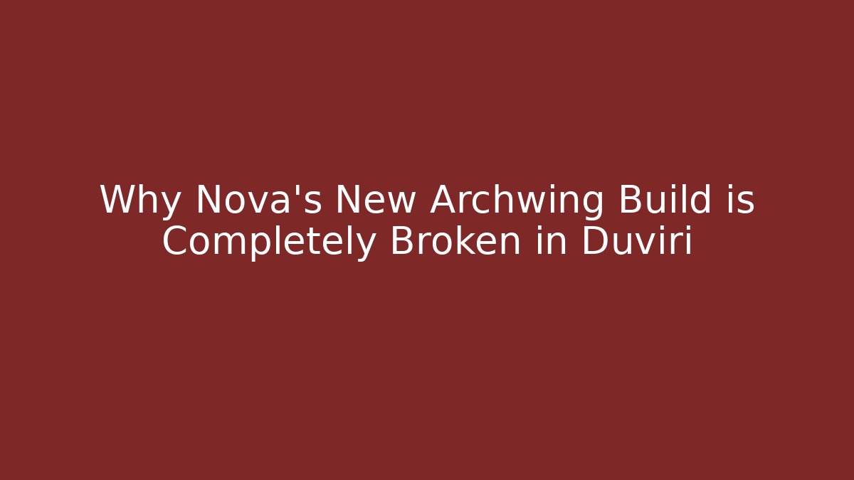 Why Nova's New Archwing Build is Completely Broken in Duviri