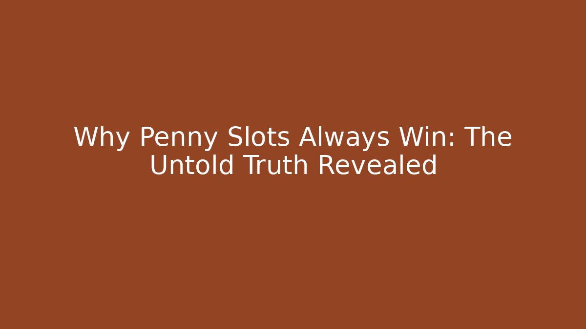 Why Penny Slots Always Win: The Untold Truth Revealed