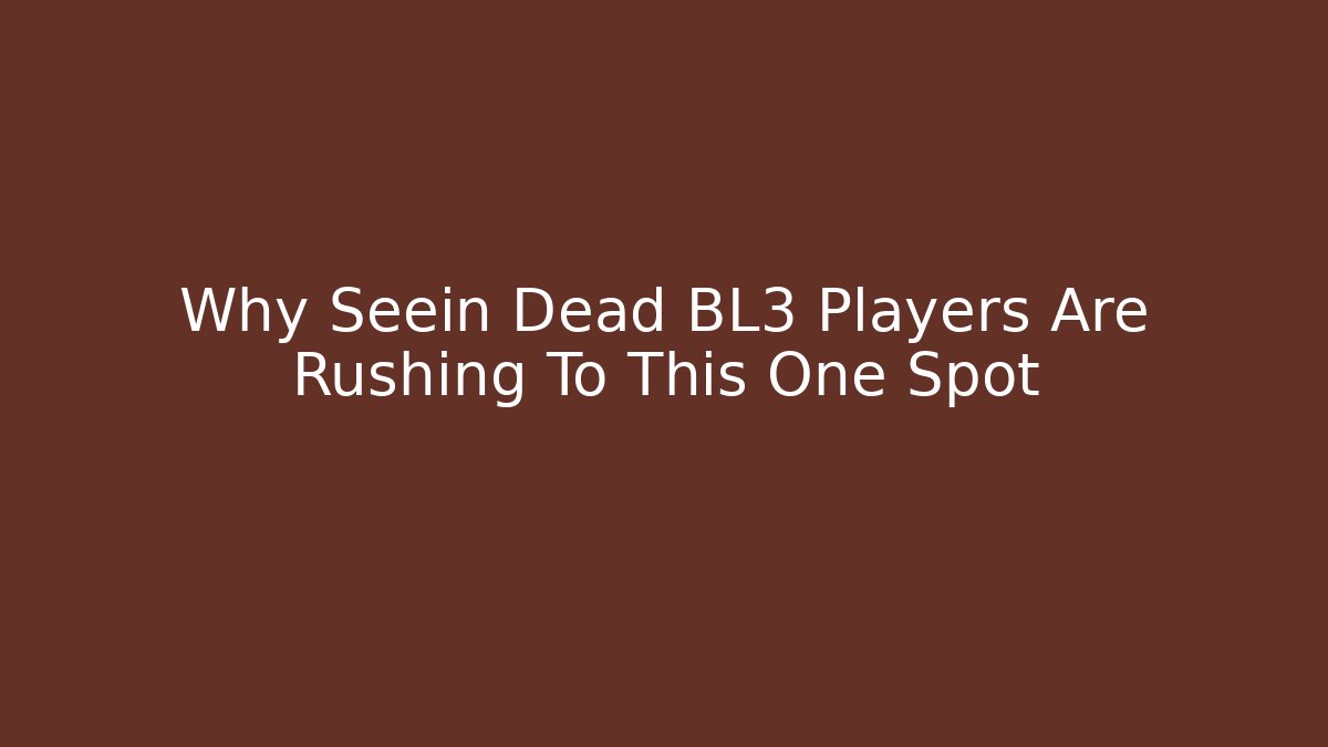 Why Seein Dead BL3 Players Are Rushing To This One Spot