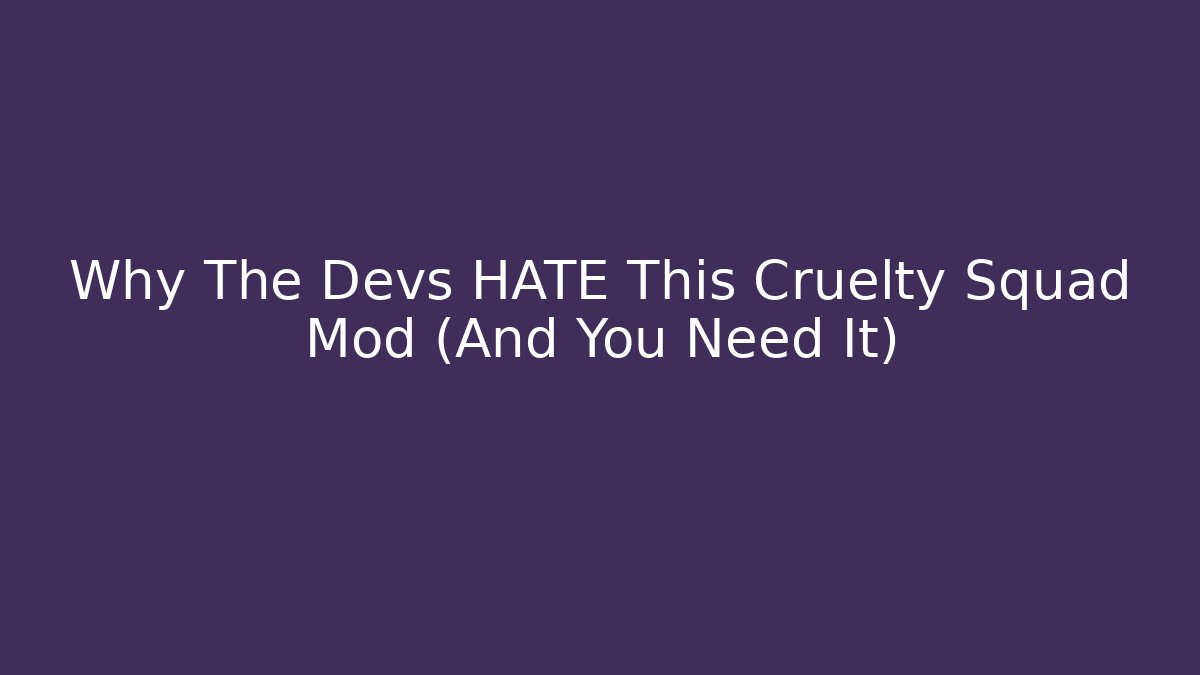 Why The Devs HATE This Cruelty Squad Mod (And You Need It) - Felix Cat Insurance