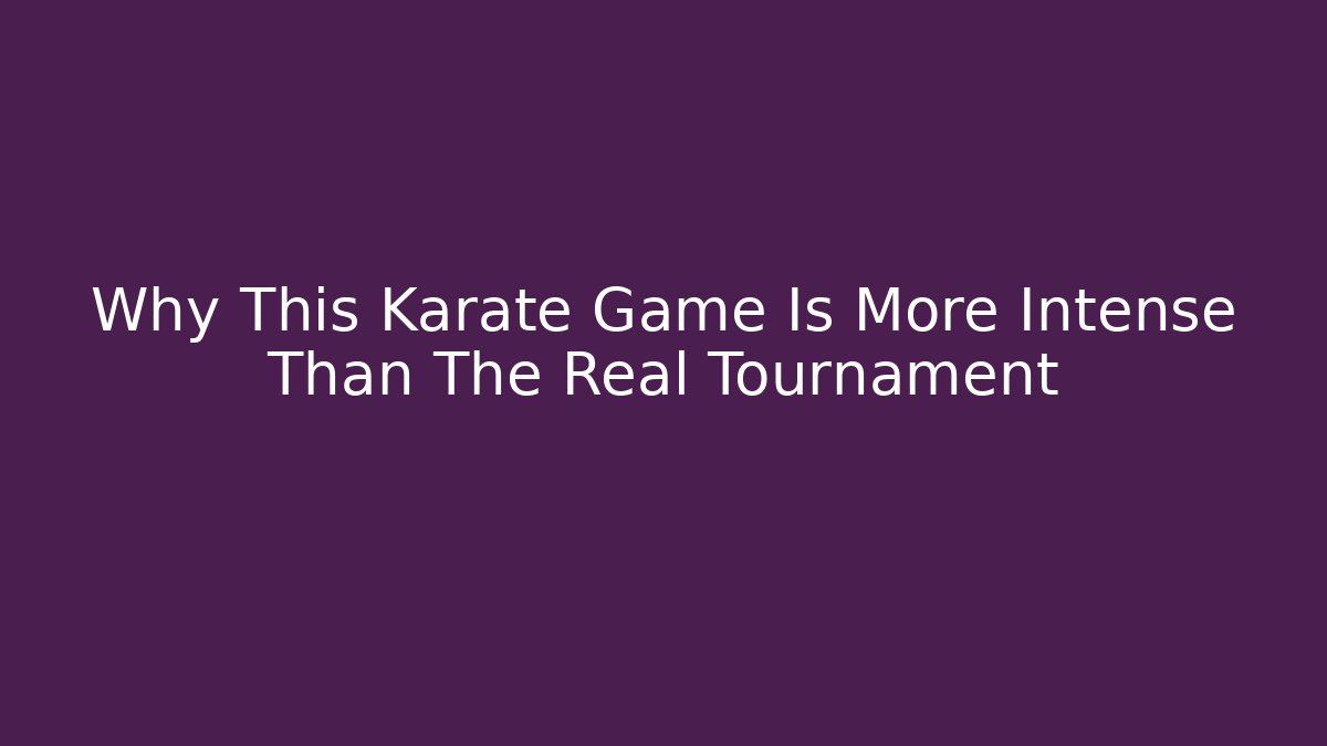 Why This Karate Game Is More Intense Than The Real Tournament