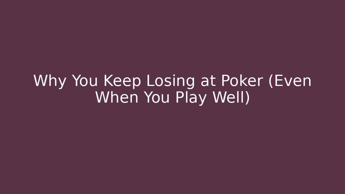 Why You Keep Losing at Poker (Even When You Play Well)