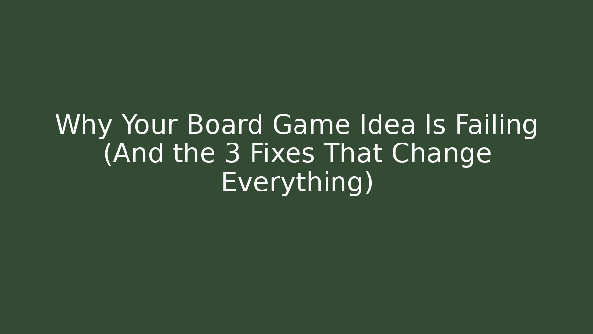 Why Your Board Game Idea Is Failing (And the 3 Fixes That Change Everything)