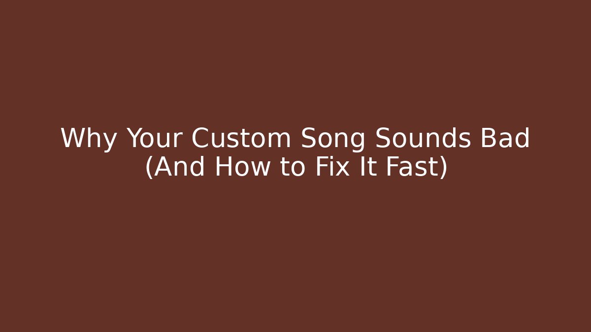 Why Your Custom Song Sounds Bad (And How to Fix It Fast)