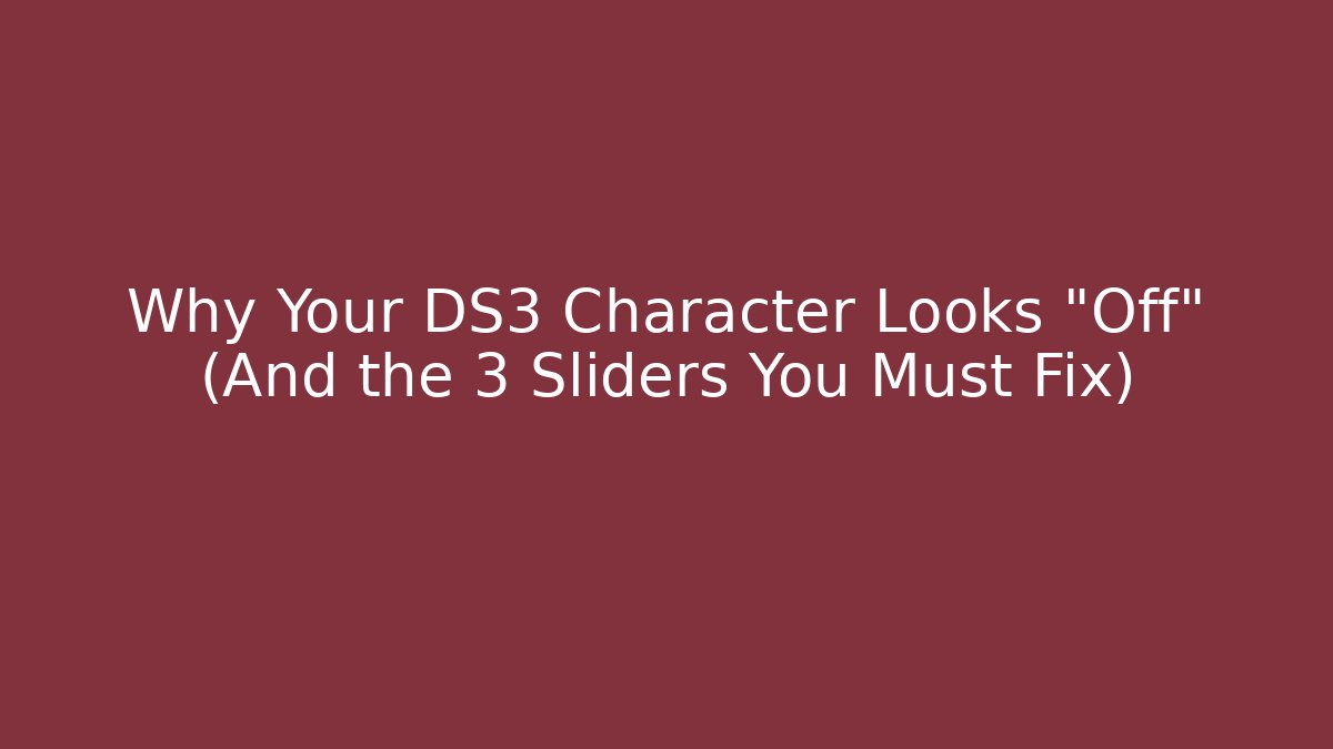 Why Your DS3 Character Looks "Off" (And the 3 Sliders You Must Fix)