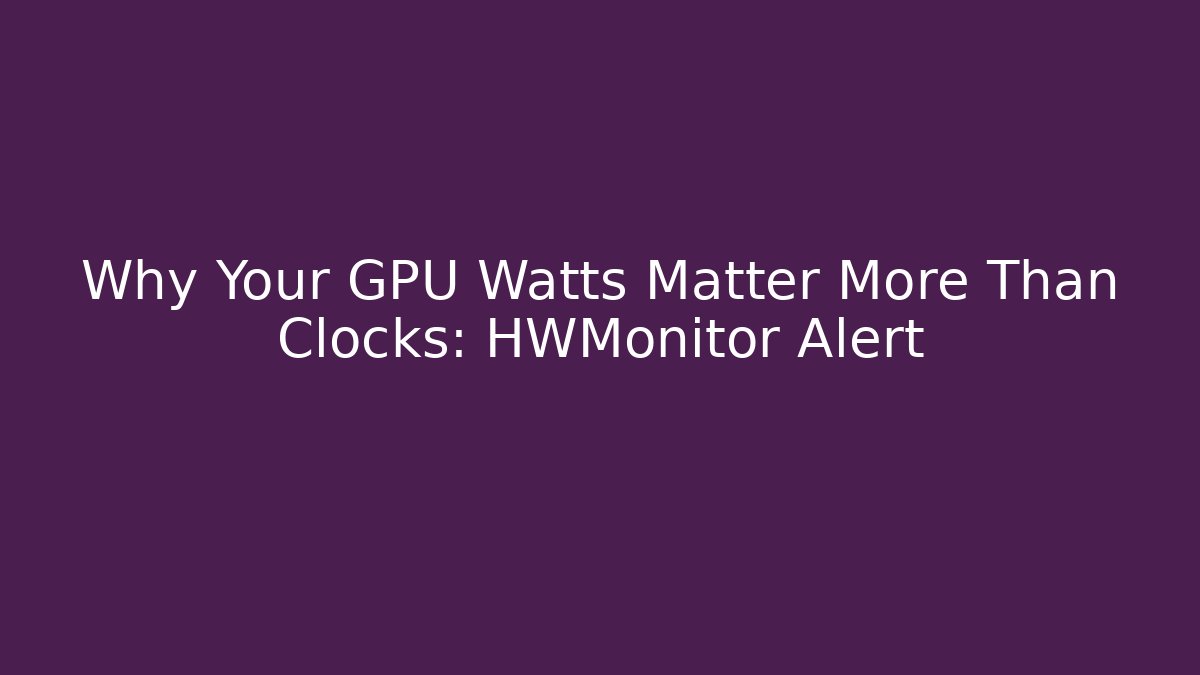 Why Your GPU Watts Matter More Than Clocks: HWMonitor Alert - Felix Cat Insurance