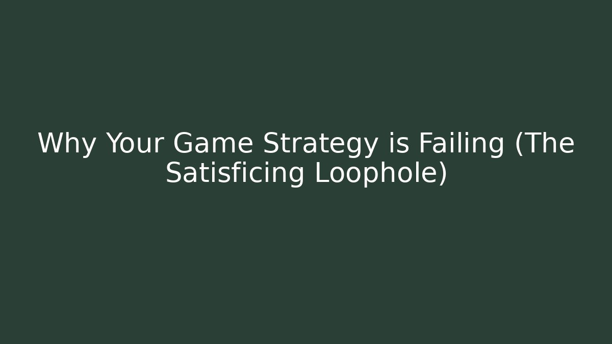 Why Your Game Strategy is Failing (The Satisficing Loophole)