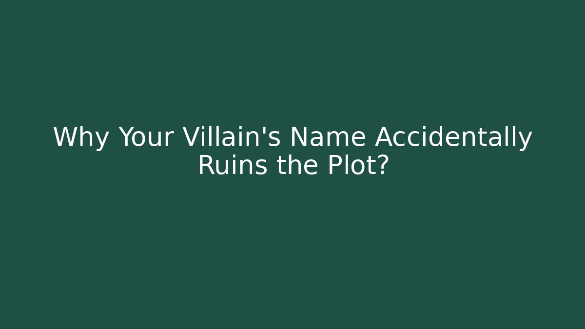 Why Your Villain’s Name Accidentally Ruins the Plot?
