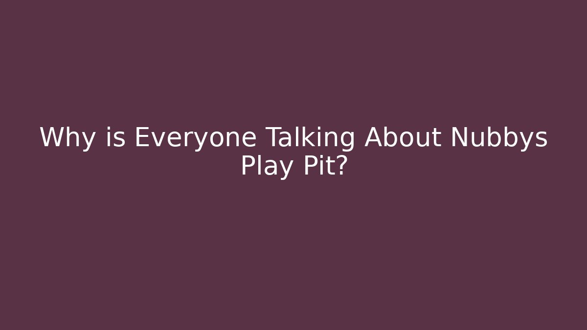 Why is Everyone Talking About Nubbys Play Pit?