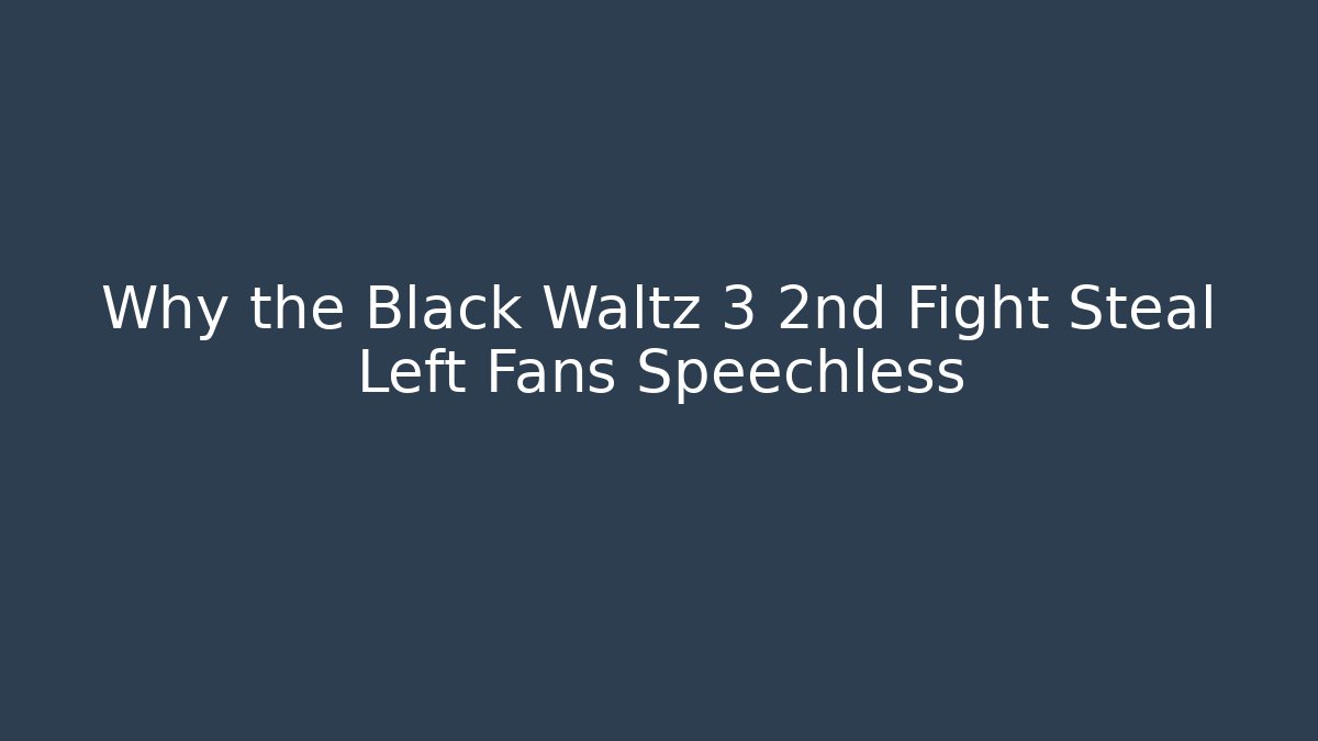 Why the Black Waltz 3 2nd Fight Steal Left Fans Speechless