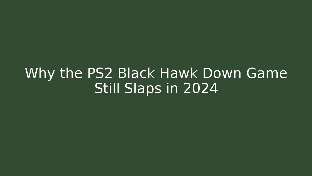 Why the PS2 Black Hawk Down Game Still Slaps in 2024