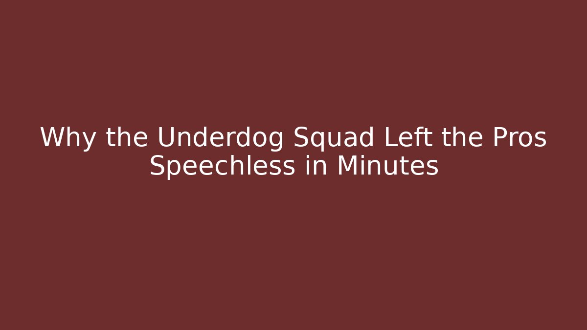 Why the Underdog Squad Left the Pros Speechless in Minutes - Felix Cat Insurance