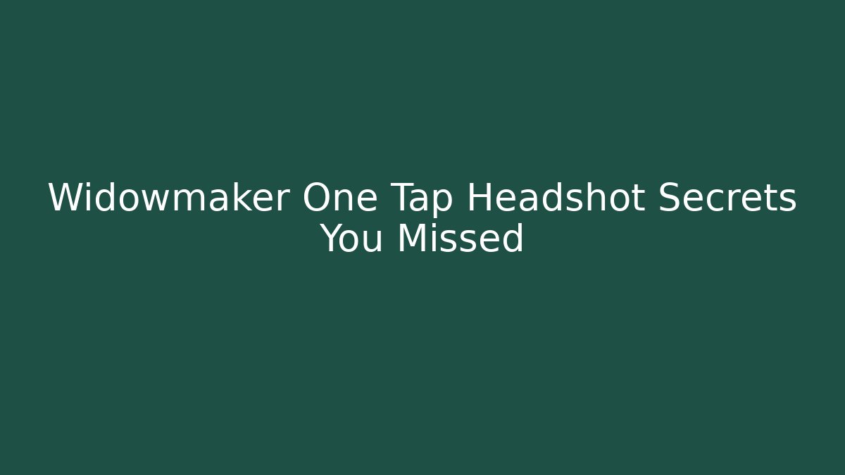 Widowmaker One Tap Headshot Secrets You Missed