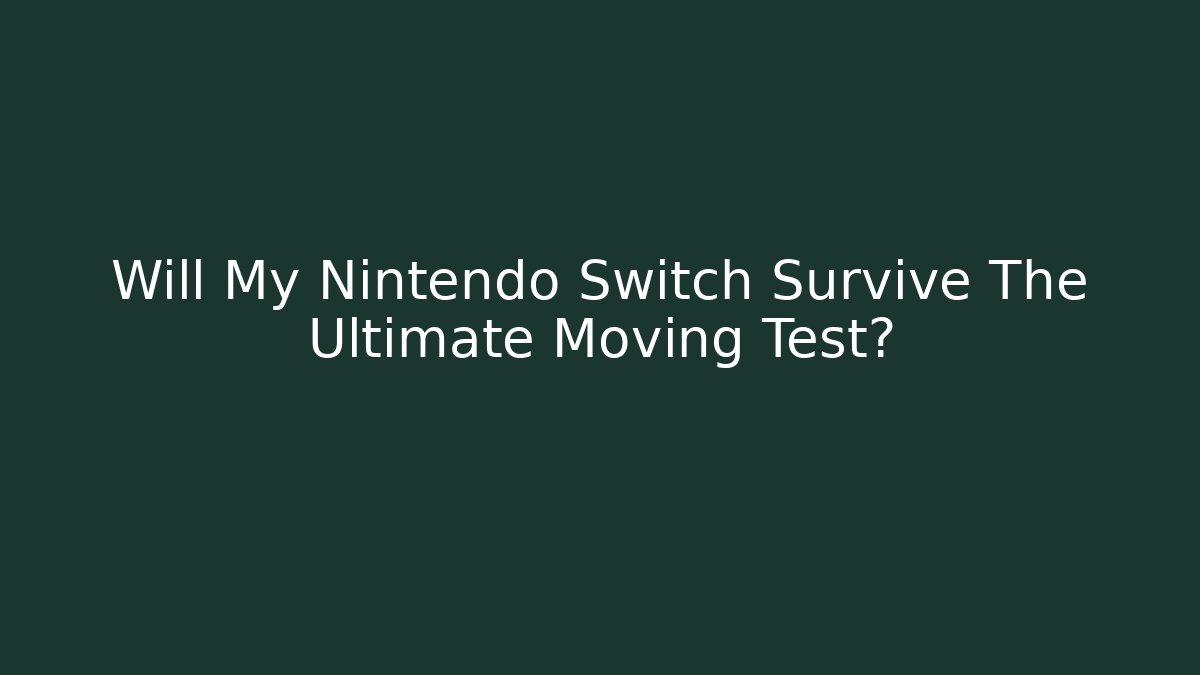 Will My Nintendo Switch Survive The Ultimate Moving Test?