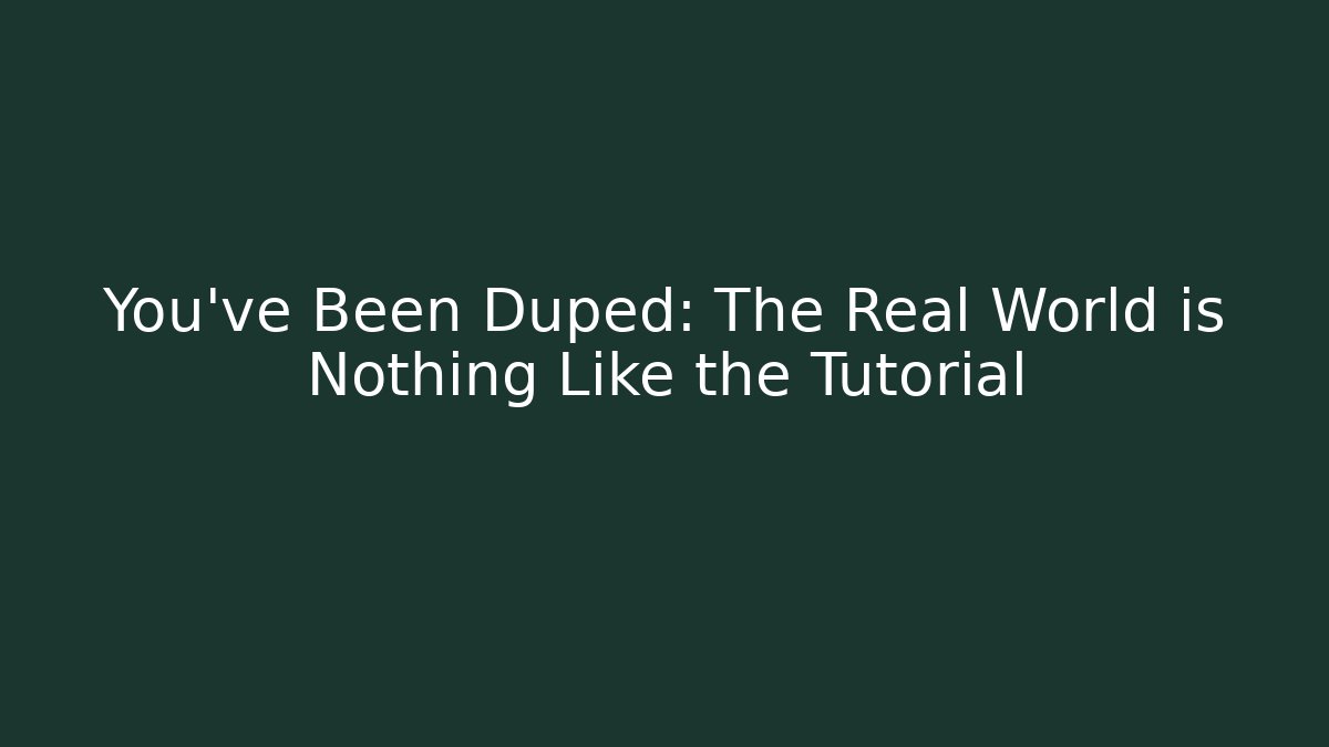 You've Been Duped: The Real World is Nothing Like the Tutorial