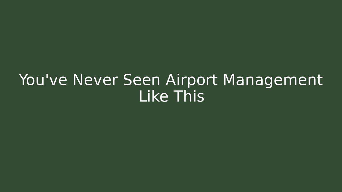 You’ve Never Seen Airport Management Like This