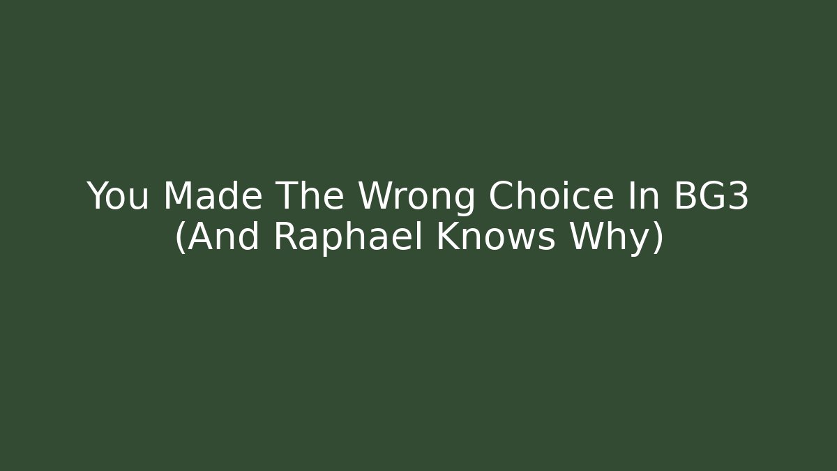 You Made The Wrong Choice In BG3 (And Raphael Knows Why) - Felix Cat Insurance