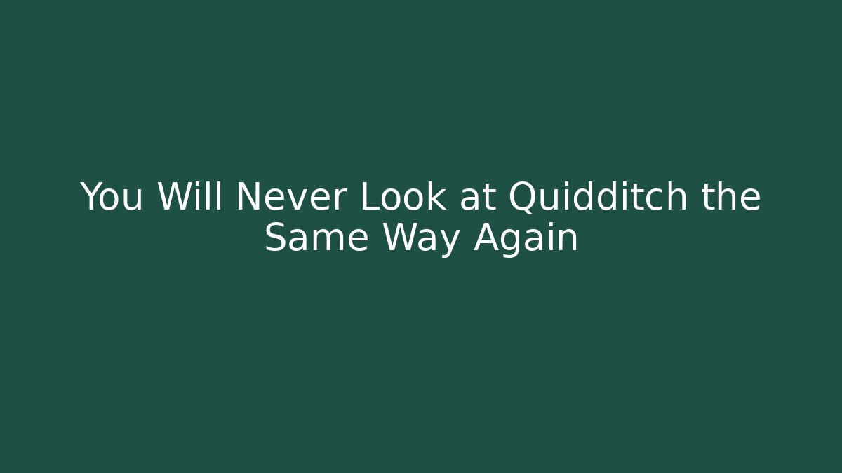 You Will Never Look at Quidditch the Same Way Again