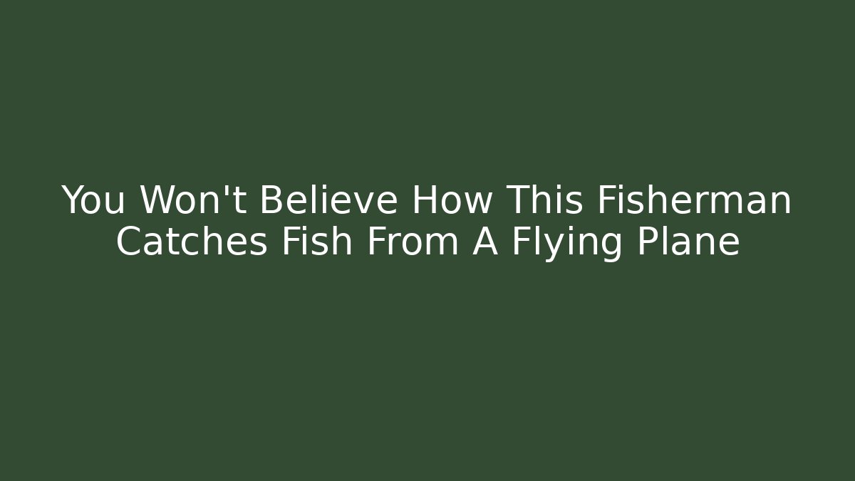 You Won't Believe How This Fisherman Catches Fish From A Flying Plane