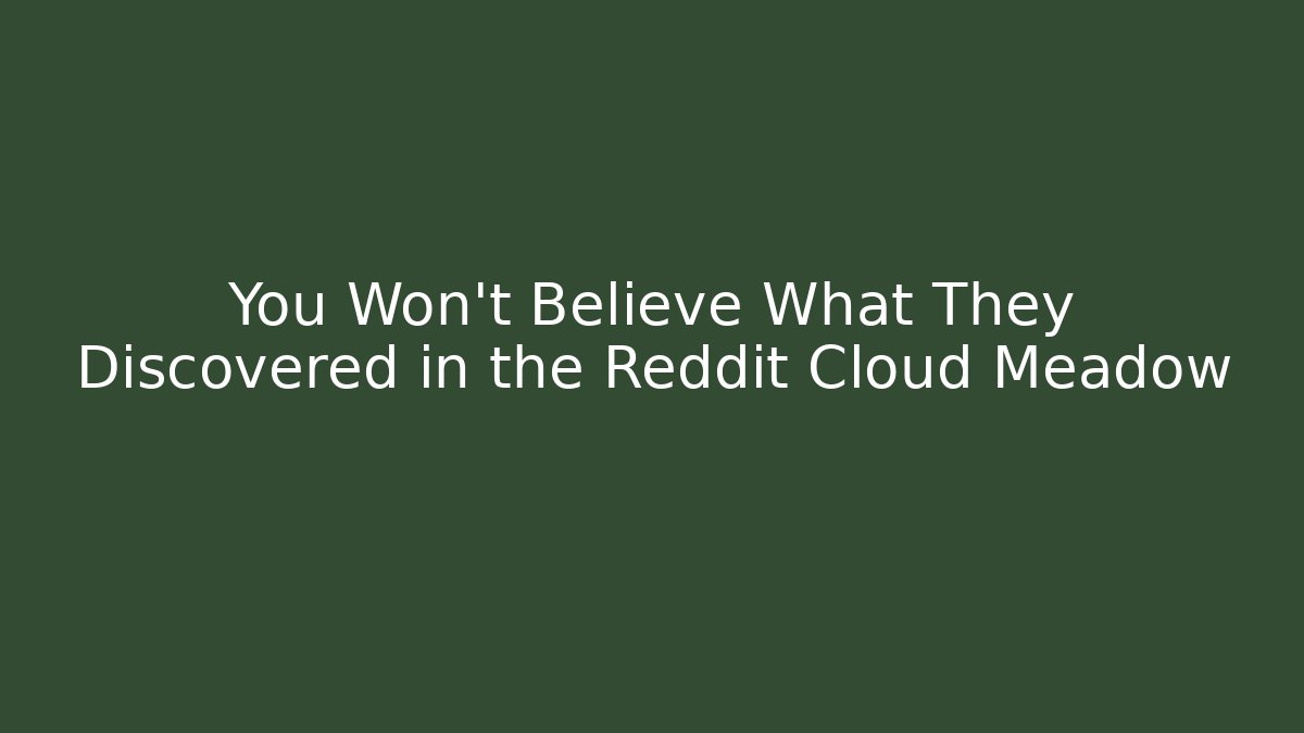 You Won't Believe What They Discovered in the Reddit Cloud Meadow