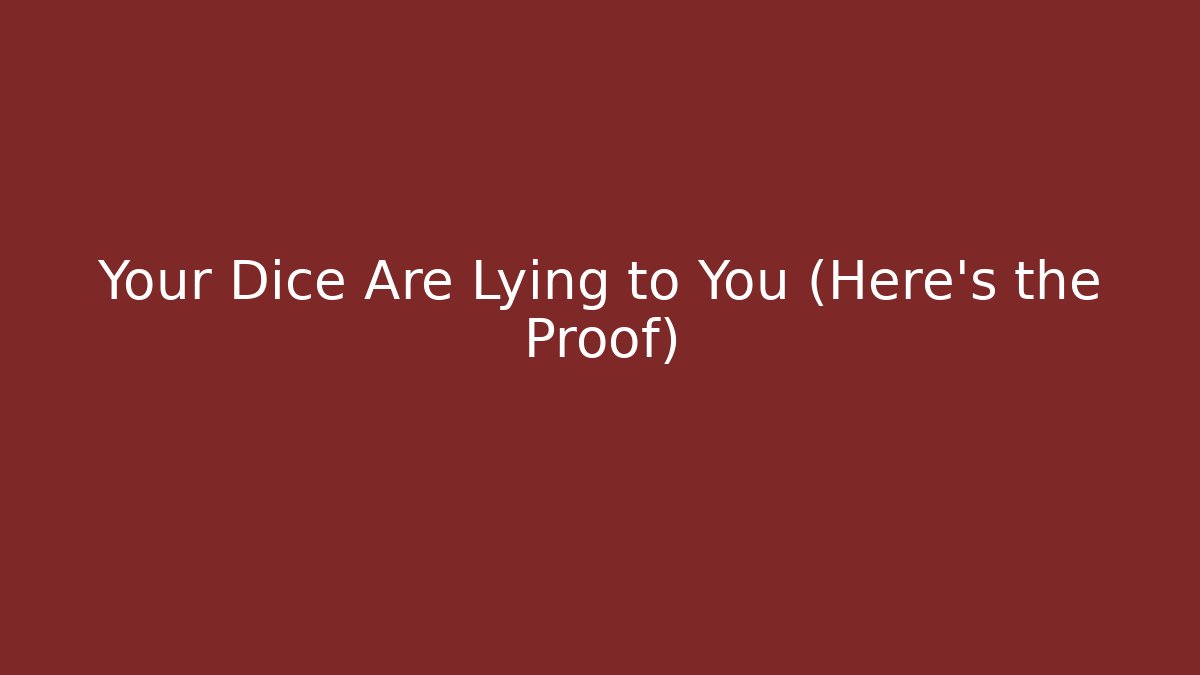 Your Dice Are Lying to You (Here's the Proof)