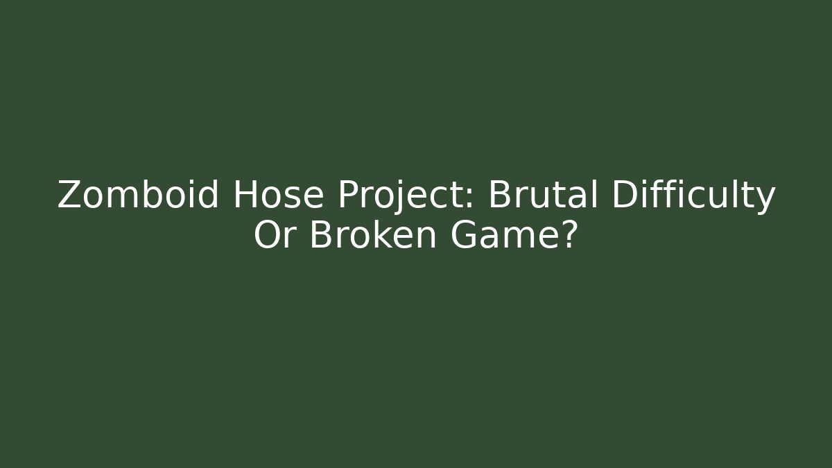 Zomboid Hose Project: Brutal Difficulty Or Broken Game?