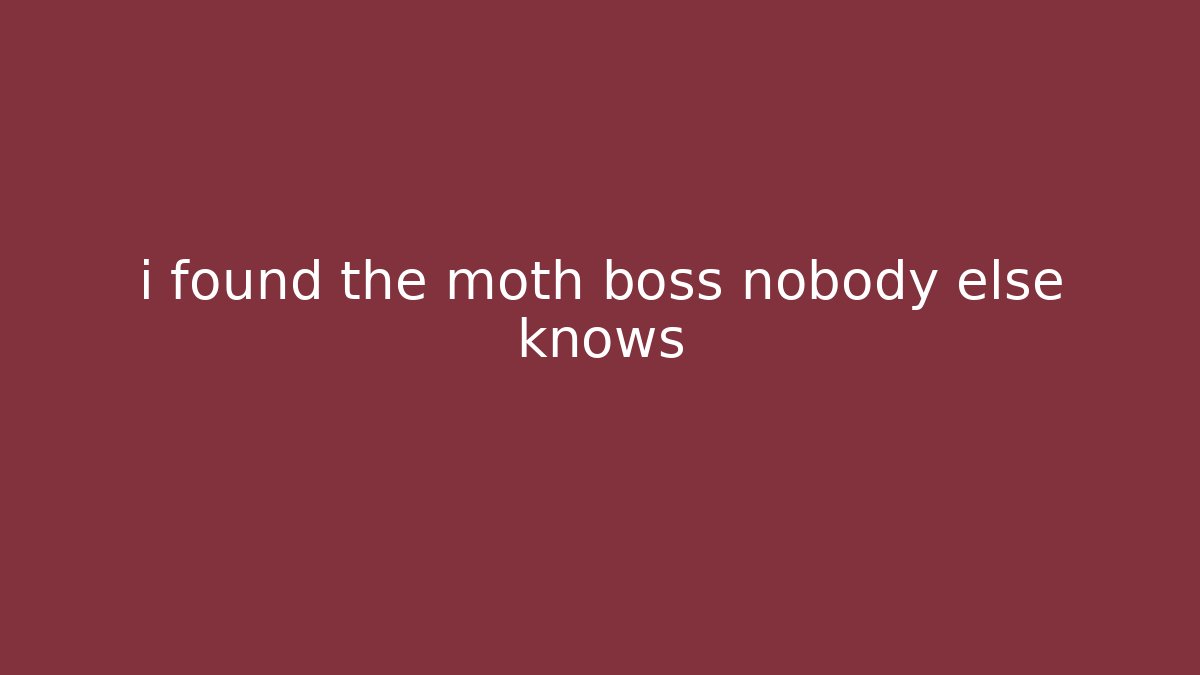 i found the moth boss nobody else knows - Felix Cat Insurance